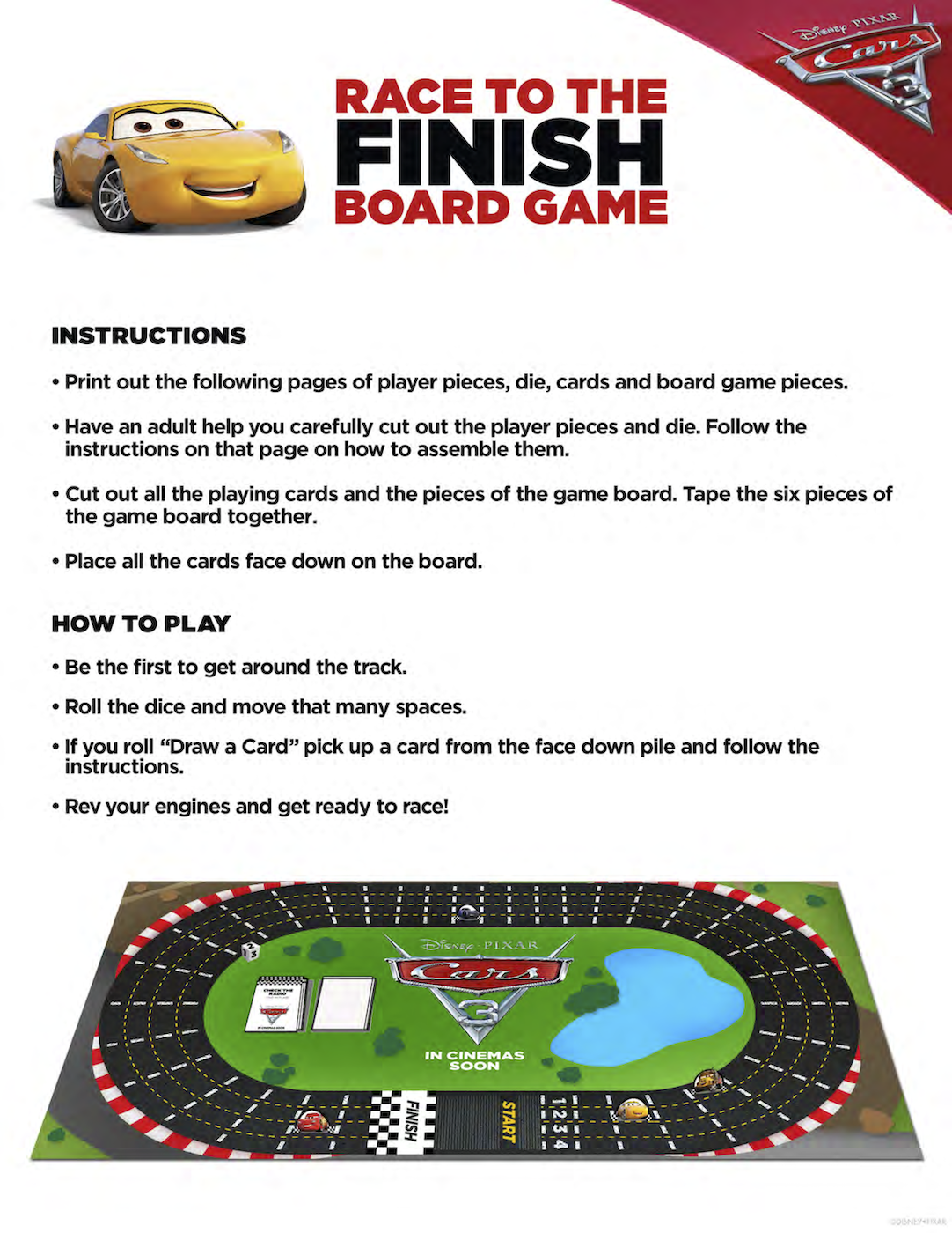 Cars 3 Race to the Finish Board Game