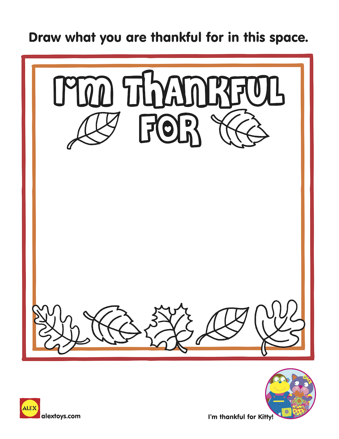 Printable I Am Thankful For Coloring Pages