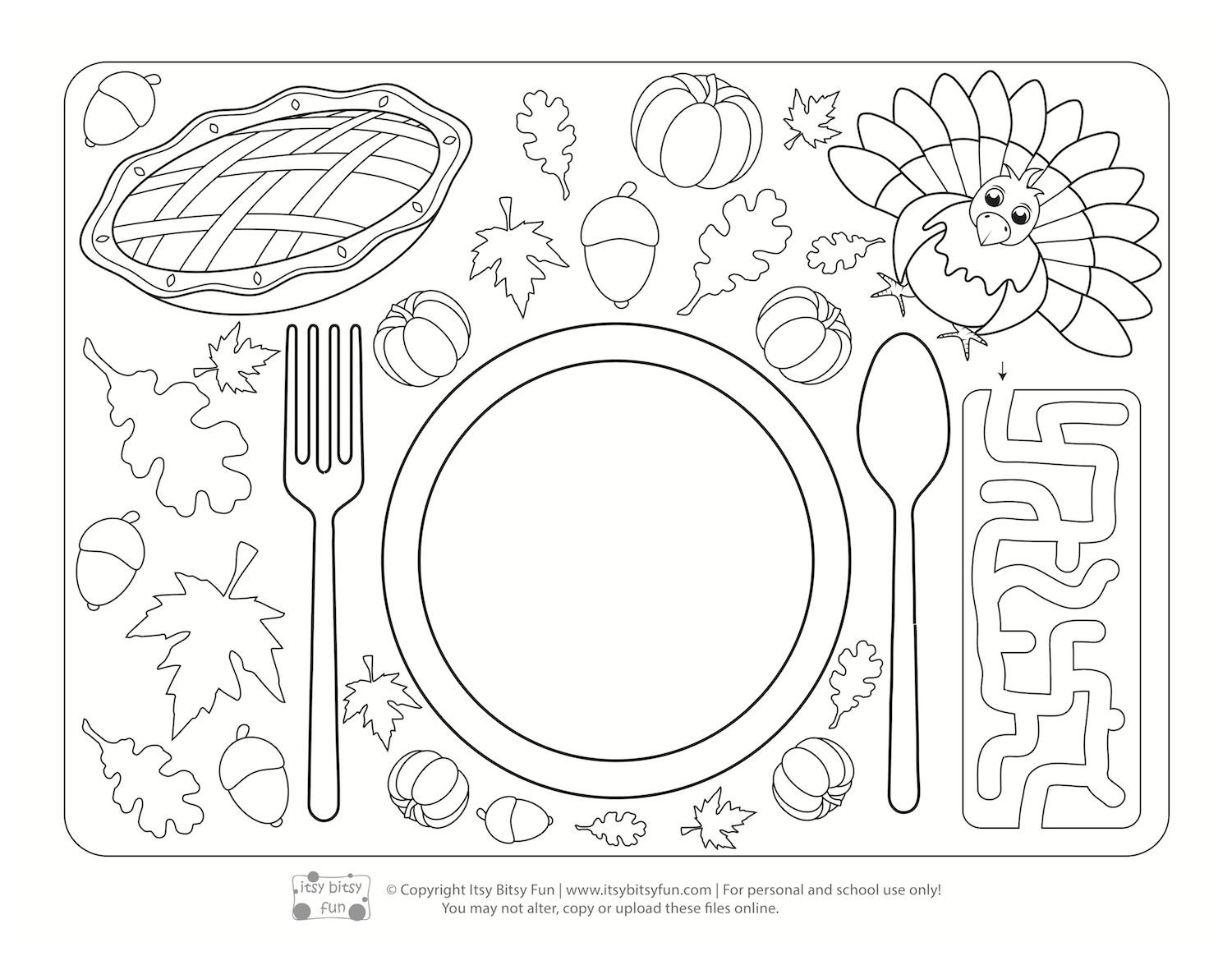 Thanksgiving coloring page placemat