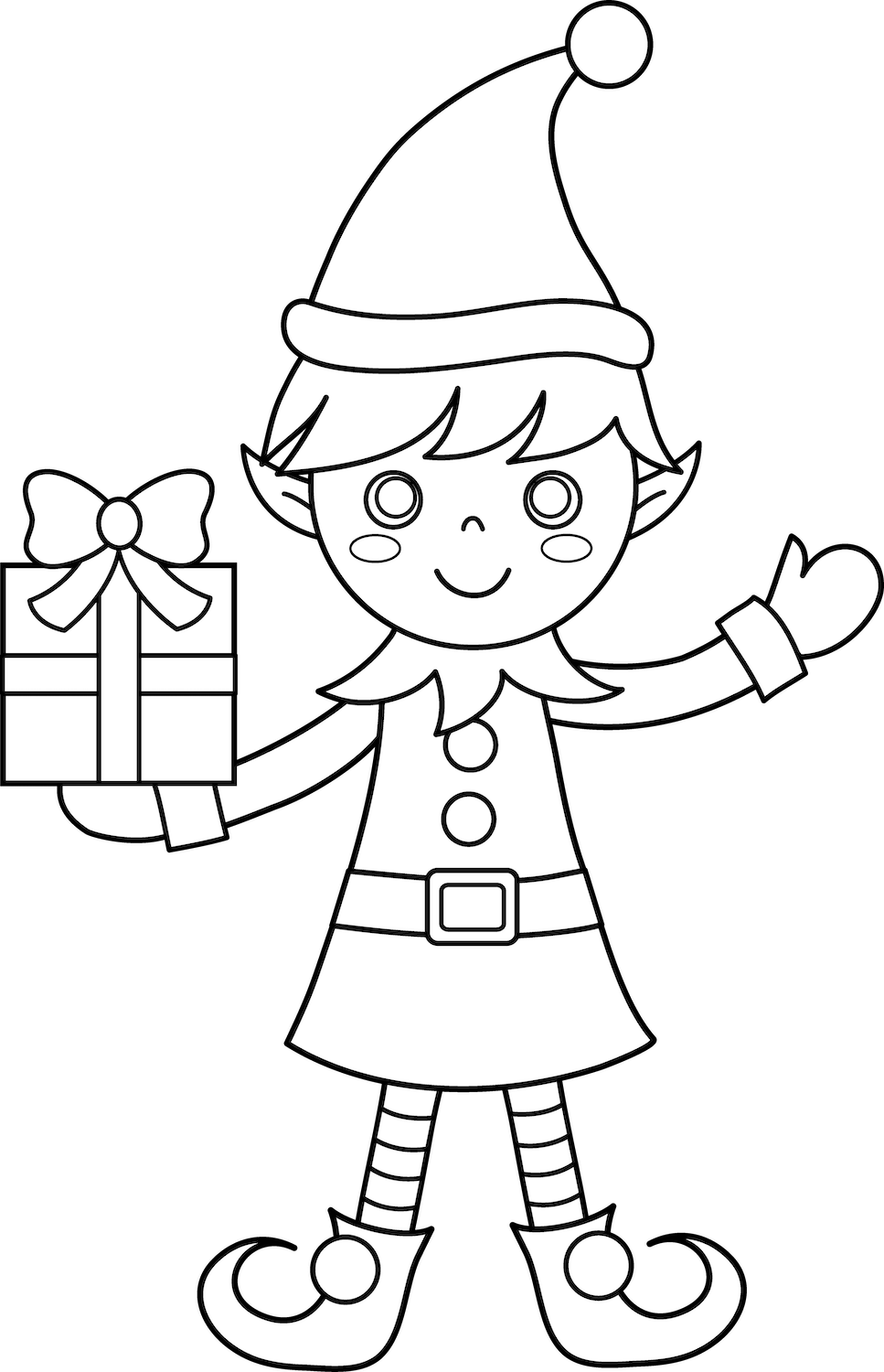 Christmas elf coloring page