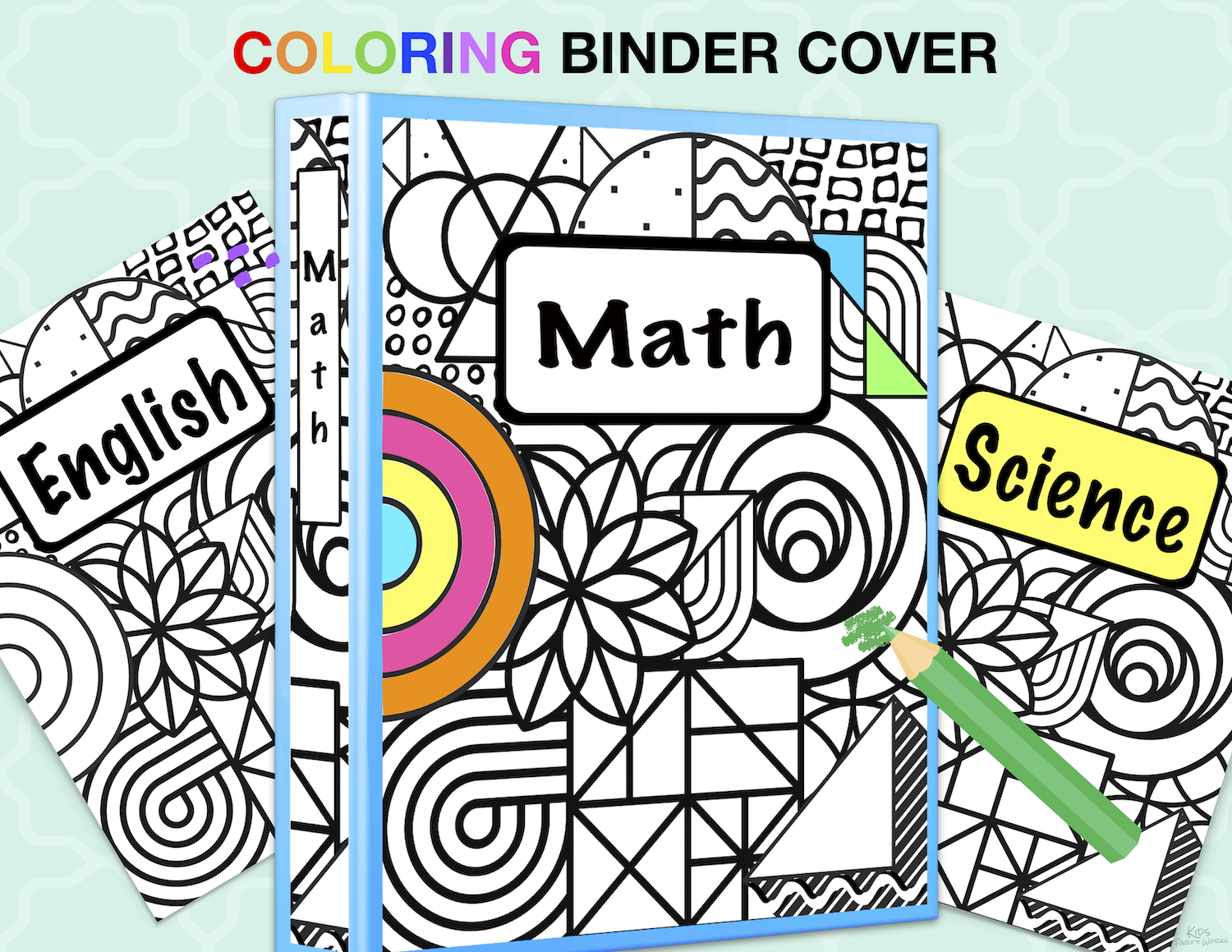 Free Kids Binder Cover for coloring. KidsPartyWorks.Com