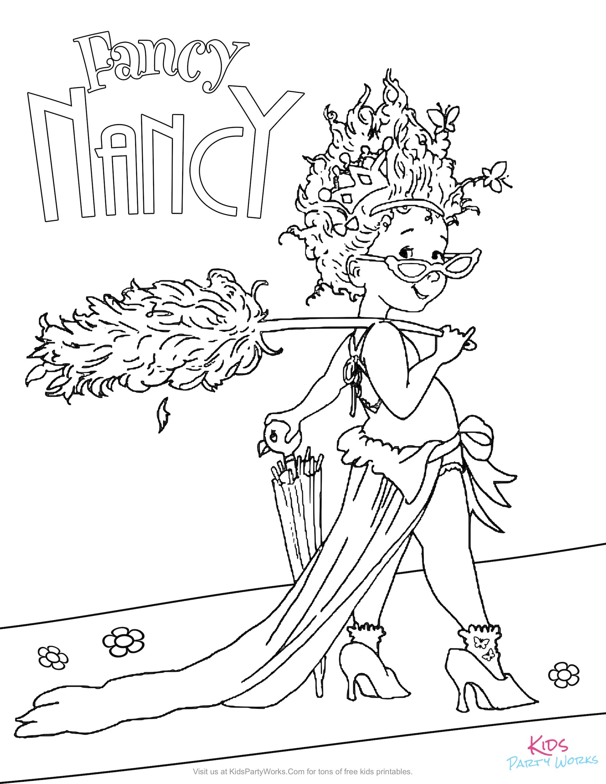 Free Fancy Nancy coloring page for kids to color from the new Disney Jr. show.
