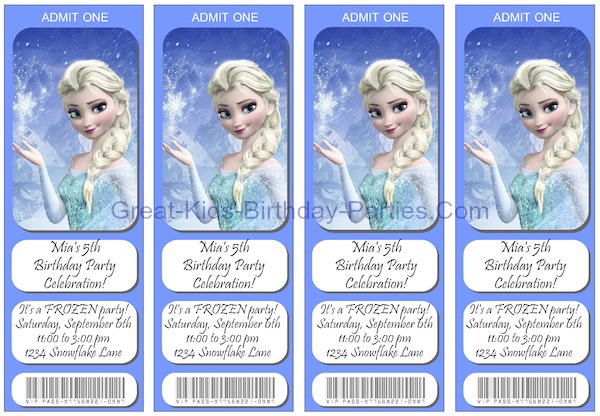 Frozen Invitations - Free printable invitations, ticket invitations.
