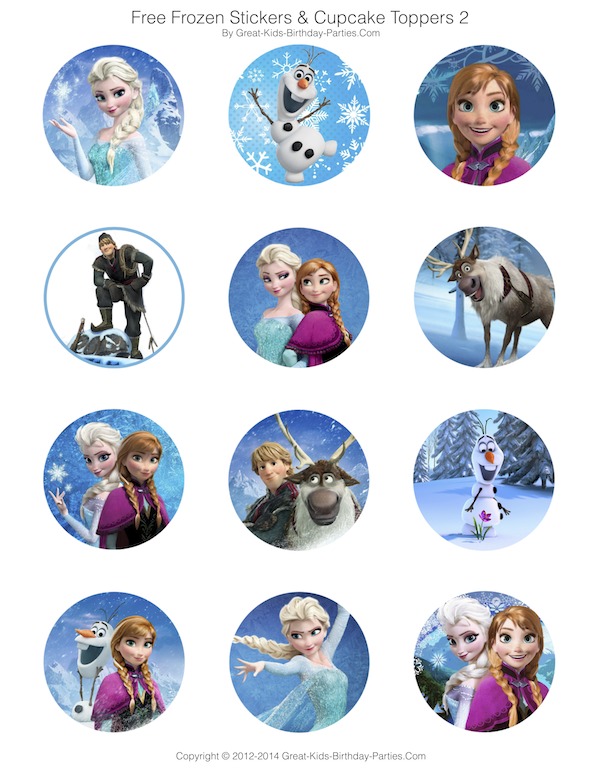 Frozen Party Free Printables - Invitations, Stickers, Cupcake Toppers, Elsa Crown and lots more.