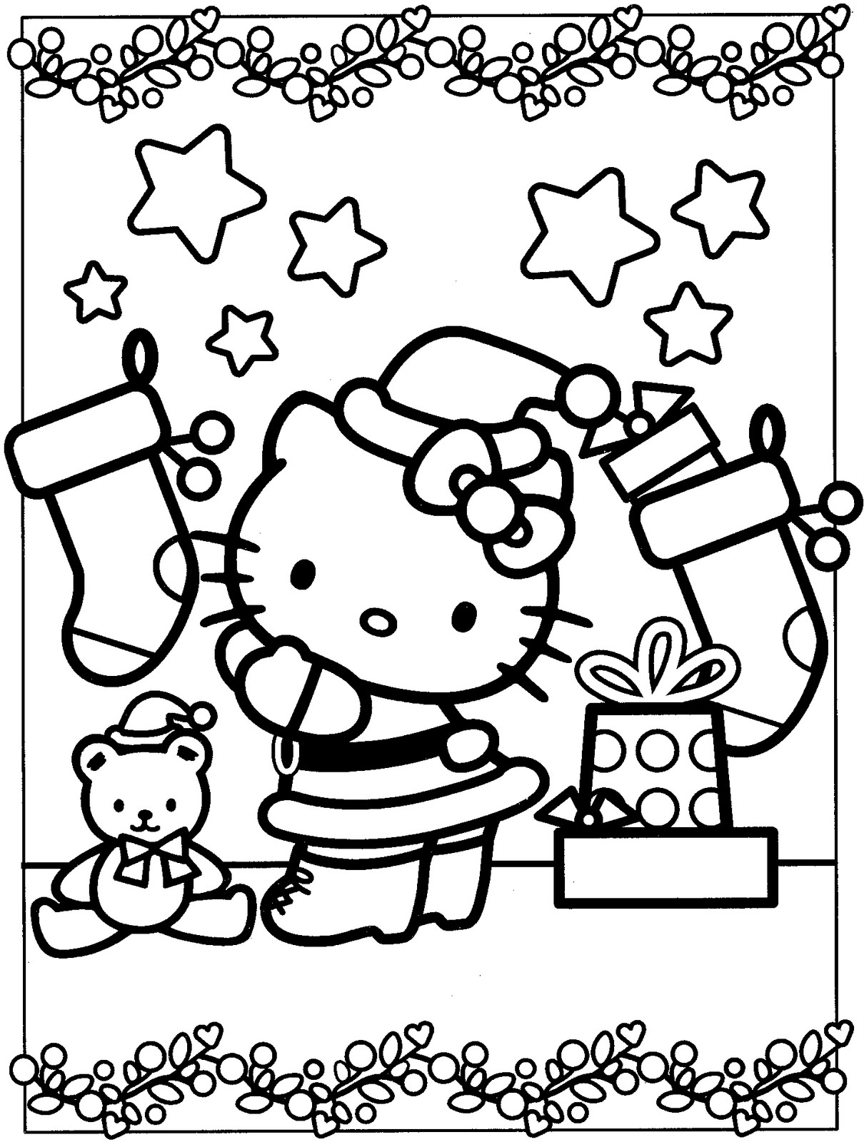 hello kitty Christmas coloring pages