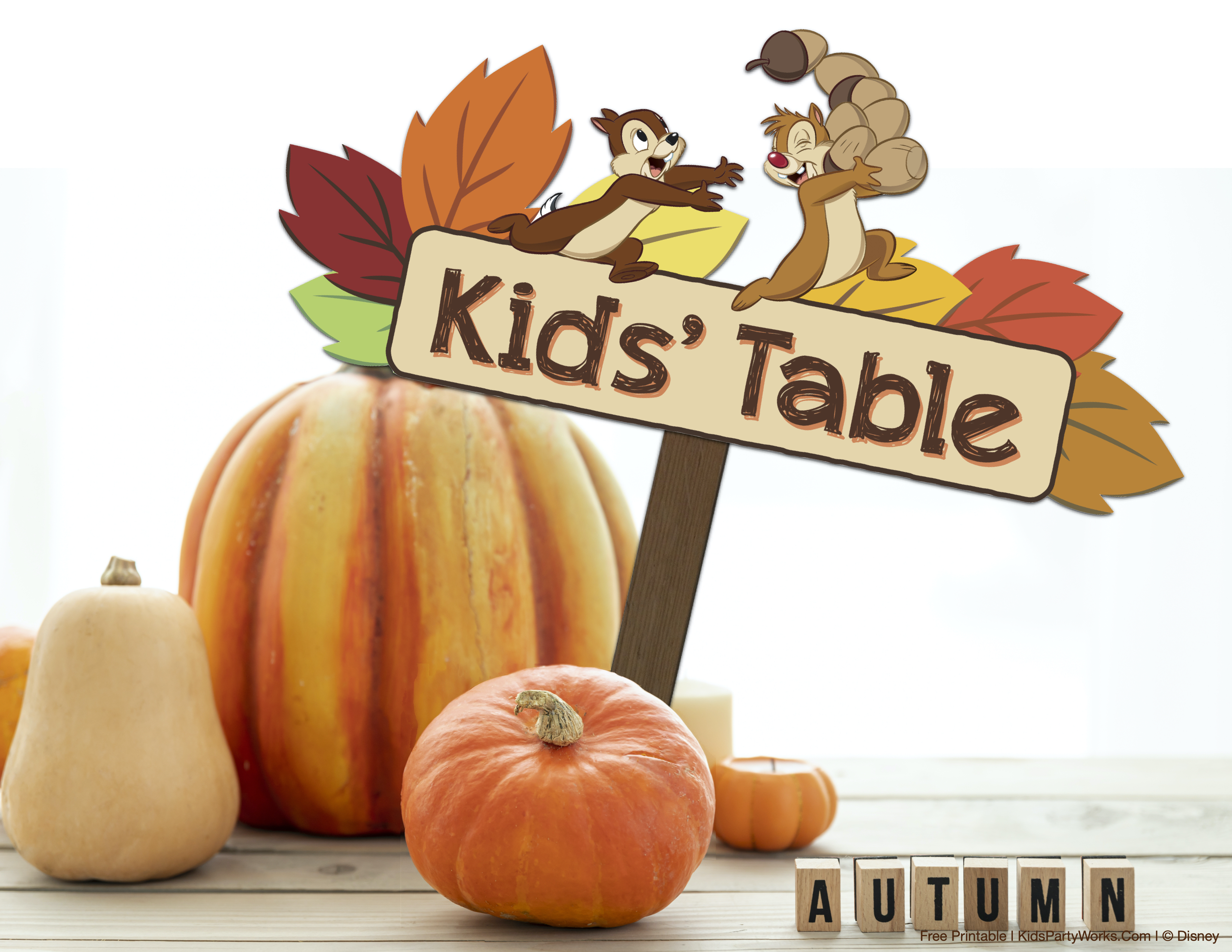 Free Thanksgiving Kids Sign from Disney