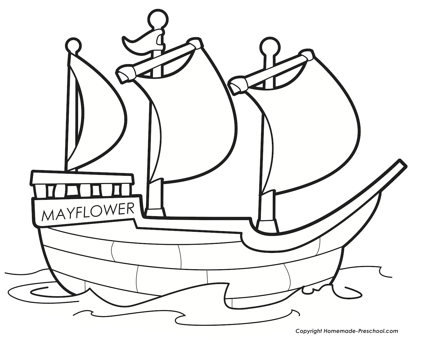 Free Thanksgiving Mayflower Coloring Pages at KidsPartyWorks.Com