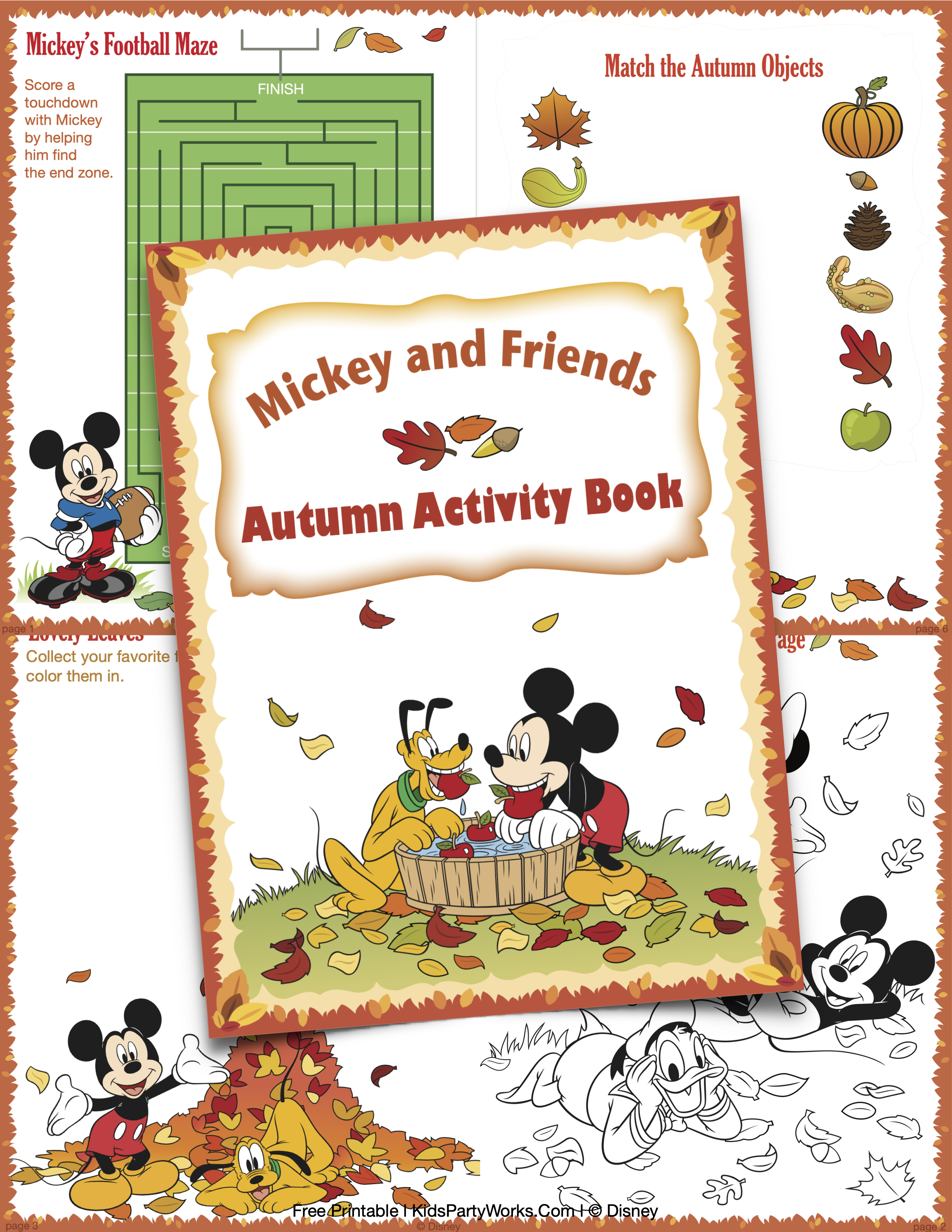 Mickey and Friends Activity Printable Book Autumn
