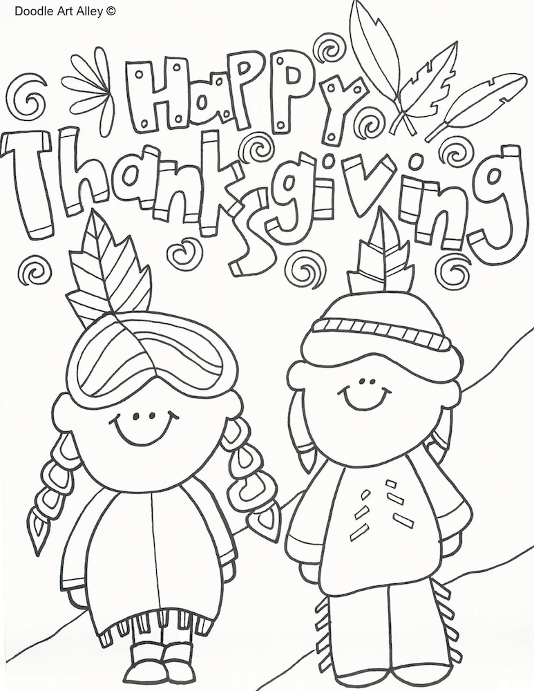 Thanksgiving native Americans coloring page