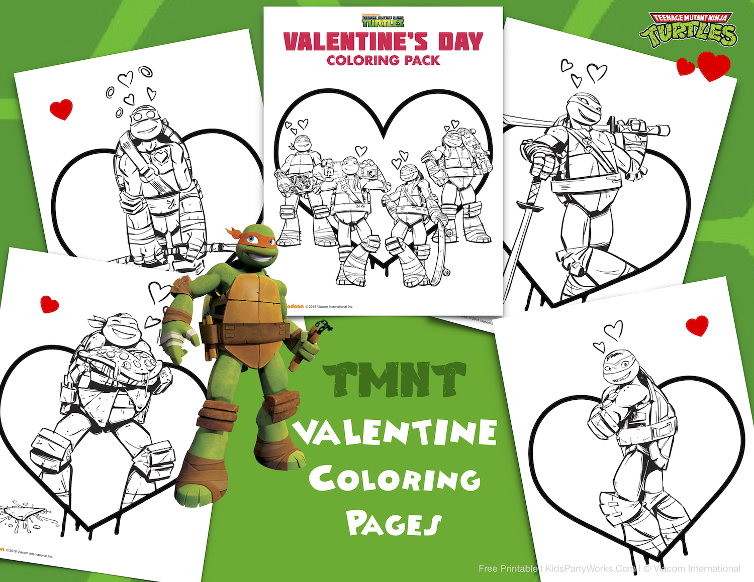 Details about   TMNT Teenage Mutant Ninja Turtles Valentines day 16 valentines & magnets teacher 