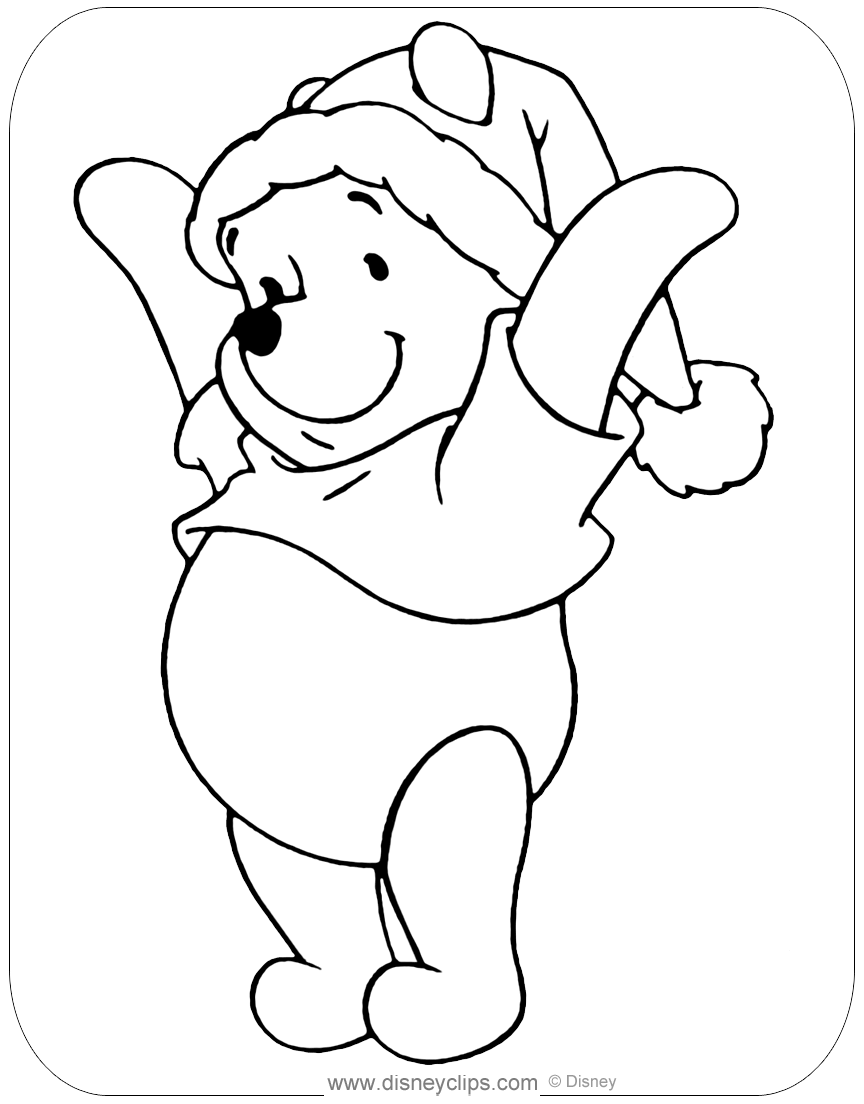 Pooh Christmas Coloring Page