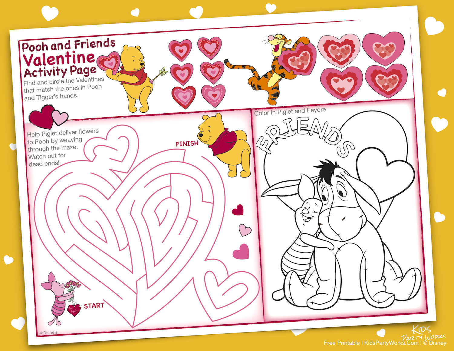 Pooh Valentines Printable Activity