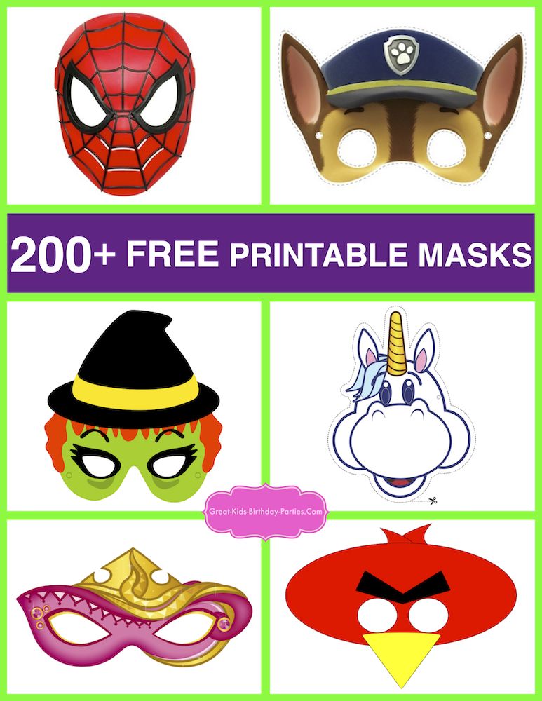 Free Printable Masks. KidsPartyWorks.Com