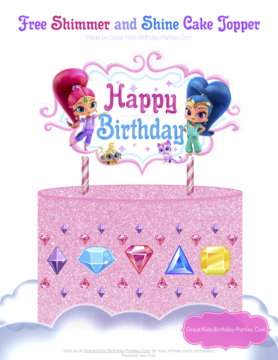 Centerpiece Cake Decoration SHIMMER AND SHINE Cake Topper CUTOUT 