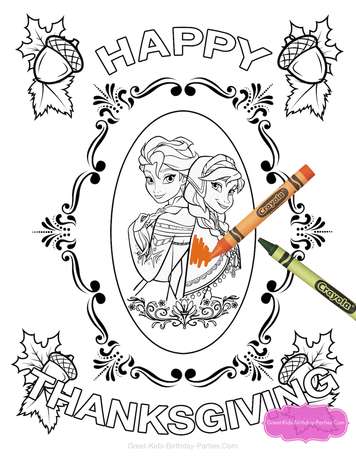 Frozen Thanksgiving coloring page