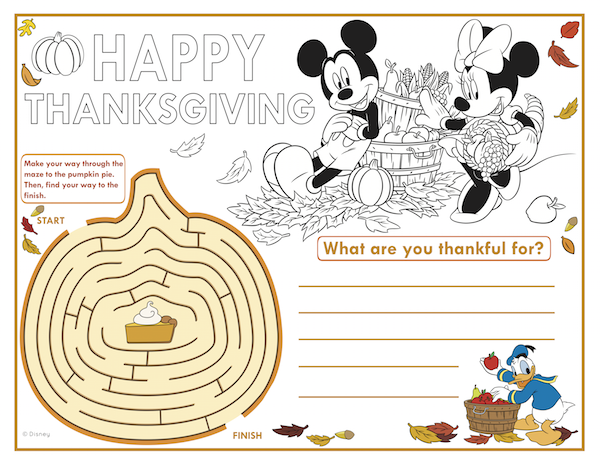 Mickey Thanksgiving placemat
