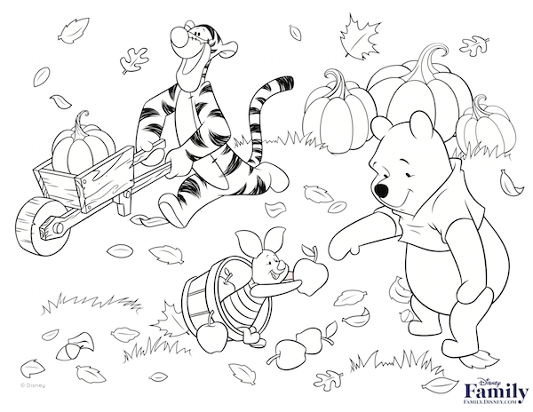 winnie the pooh Thanksgiving Coloring Page