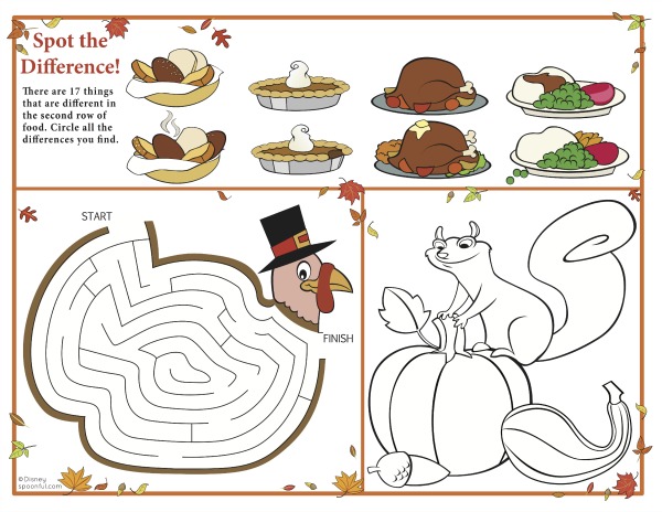 Thanksgiving printable placemat