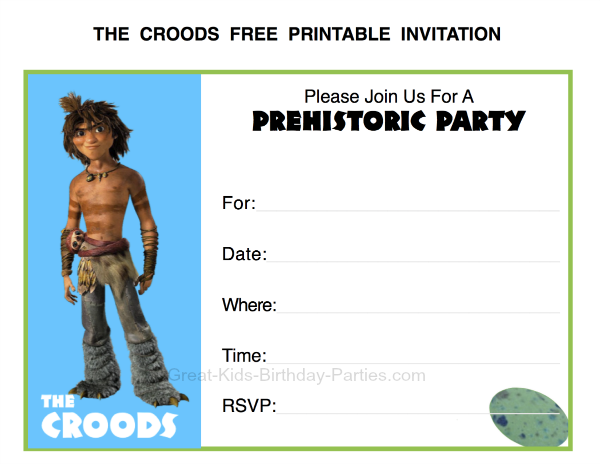 The Croods Invitations