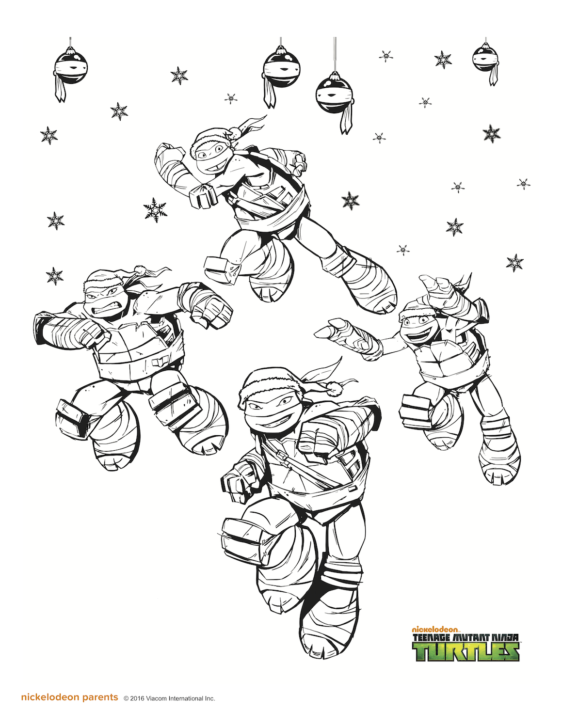 TMNT Christmas coloring page