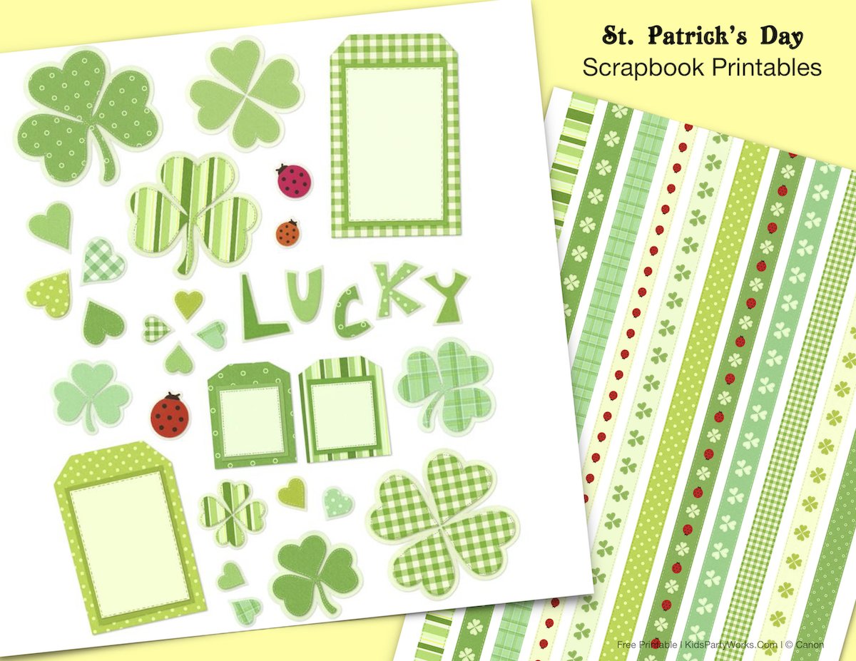 St. Patrick's Day Scrapbook elements and digital paper