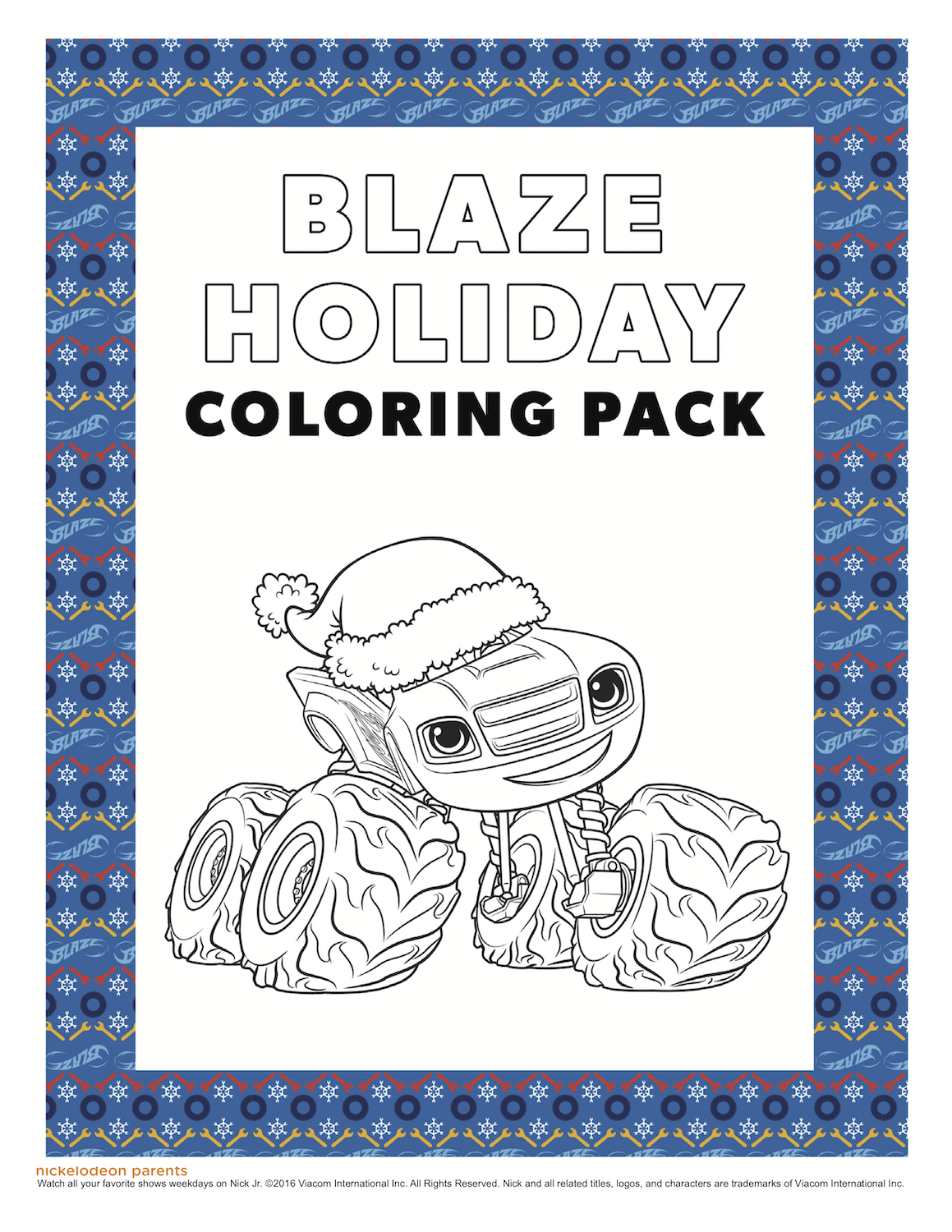 Blaze Holiday Coloring Pack