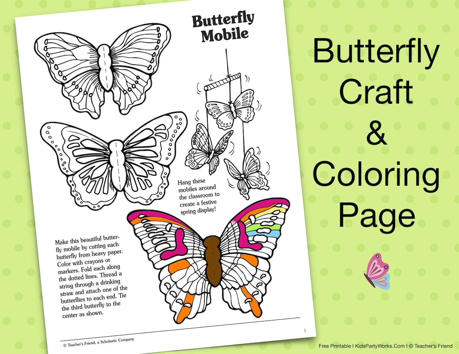 butterfly craft & coloring page