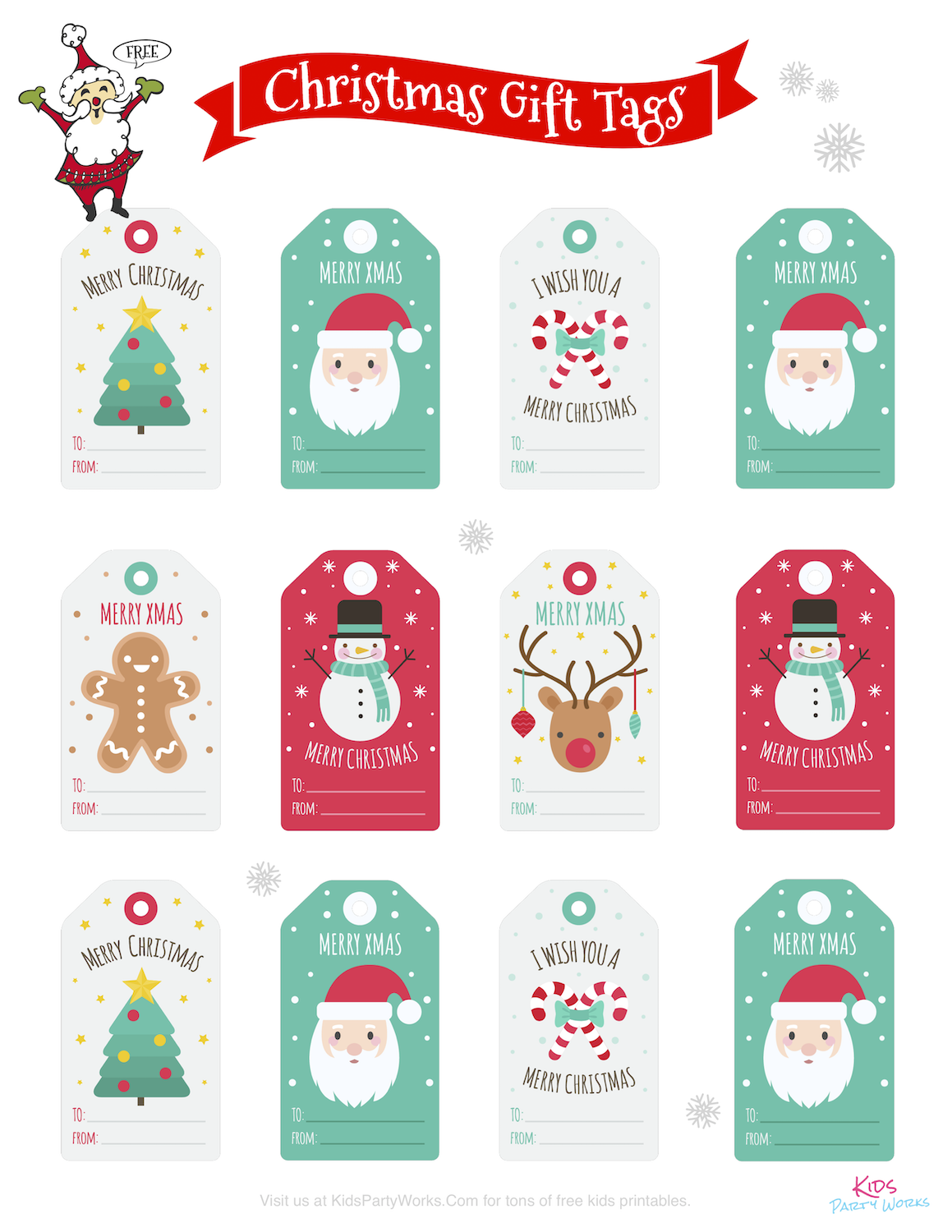 Free Printable Christmas Tags by KidsPartyWorks.Com