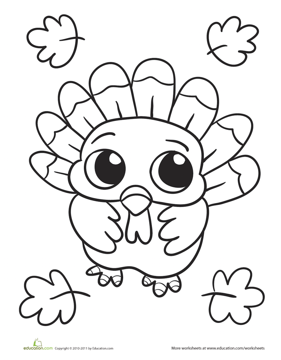 Cute turkey coloring page