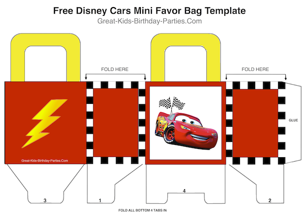 Free Disney Cars Mini Favor Bag Template