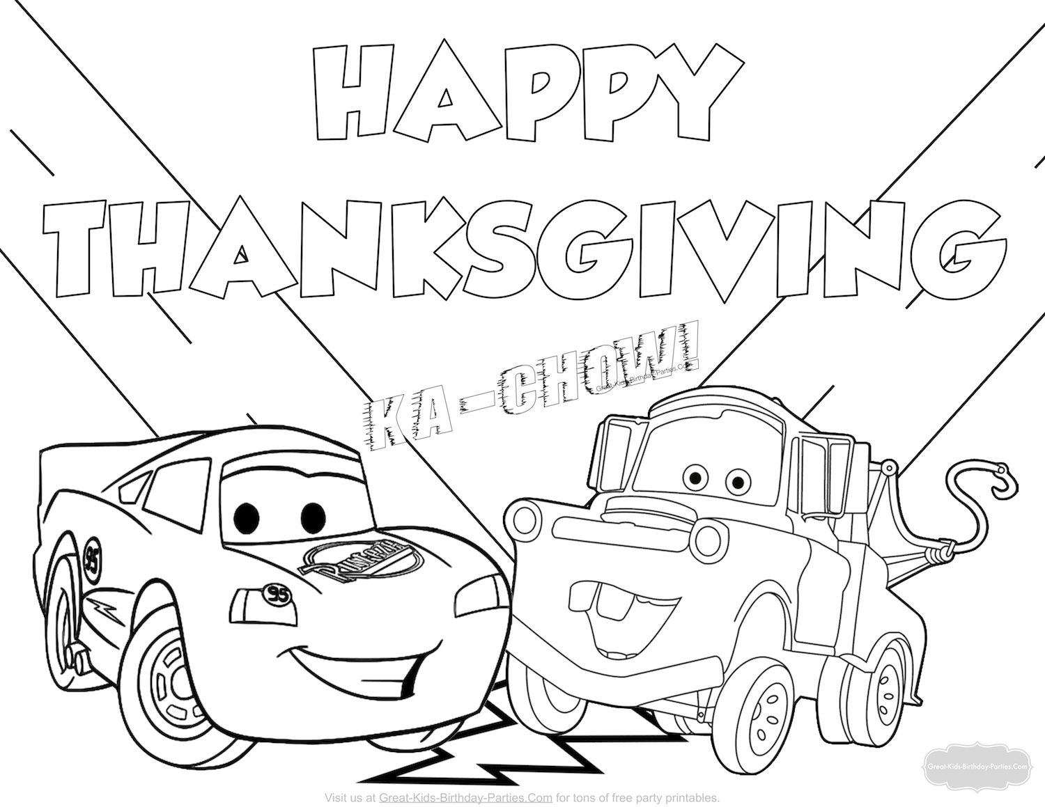 Disney Cars Thanksgiving coloring page