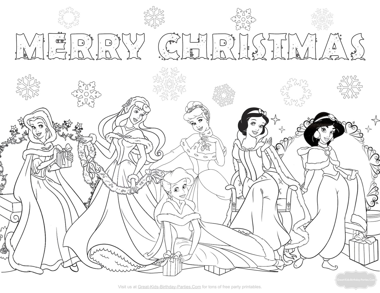 Disney Princess Christmas coloring page