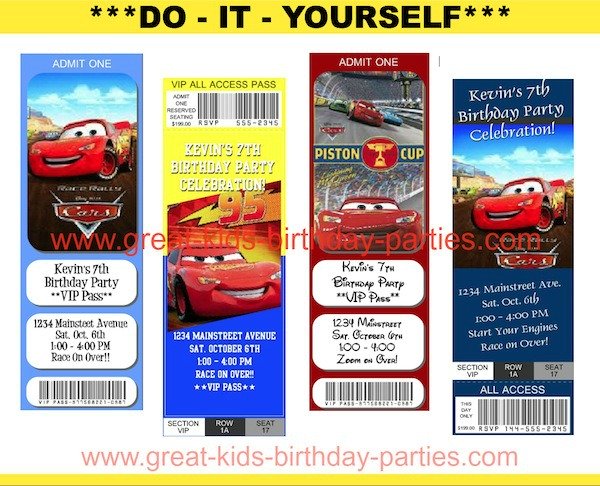 FREE Disney Cars Party Ticket Invitations- Make these free printable invitations in just minutes!