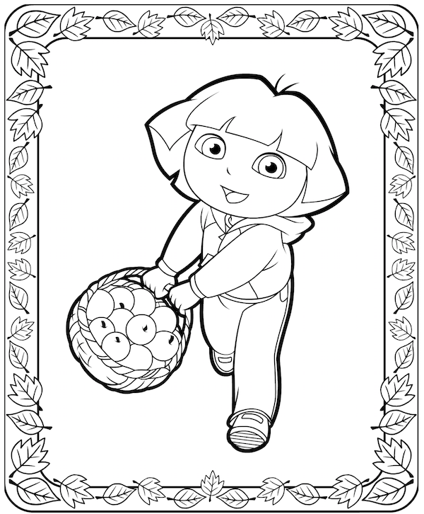 Dora Thanksgiving Coloring Pages at KidsPartyWorks.Com