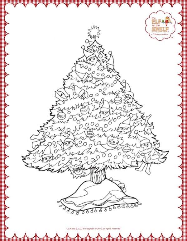 Elf on the Shelf Christmas Tree Coloring Pages.