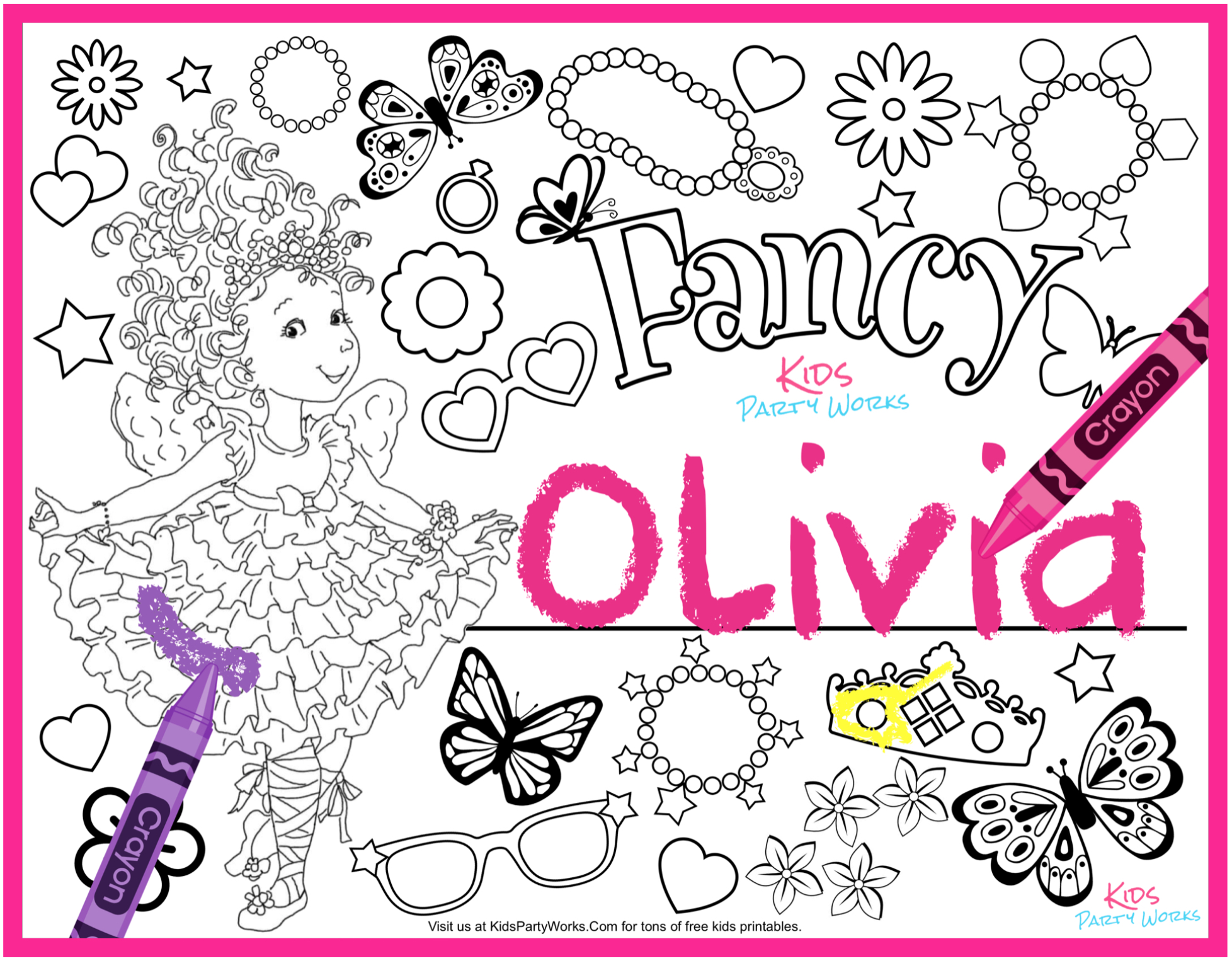 Free fancy nancy coloring page to personalize with your name.