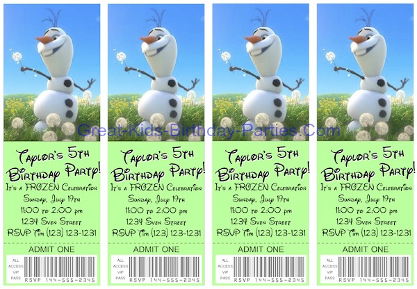 Frozen Invitations - Free printable ticket invitations, easy to make in minutes