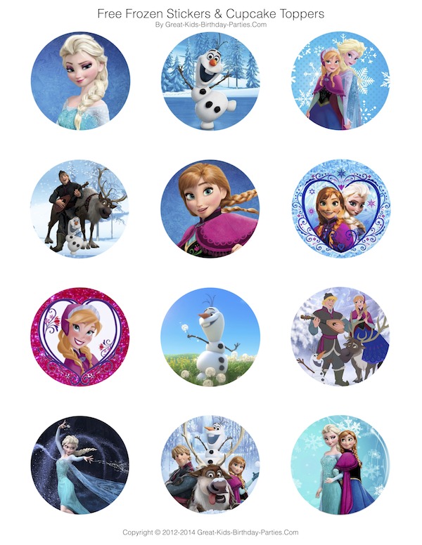 Frozen Party Free Printables - Invitations, Stickers, Cupcake Toppers, Elsa Crown and lots more.