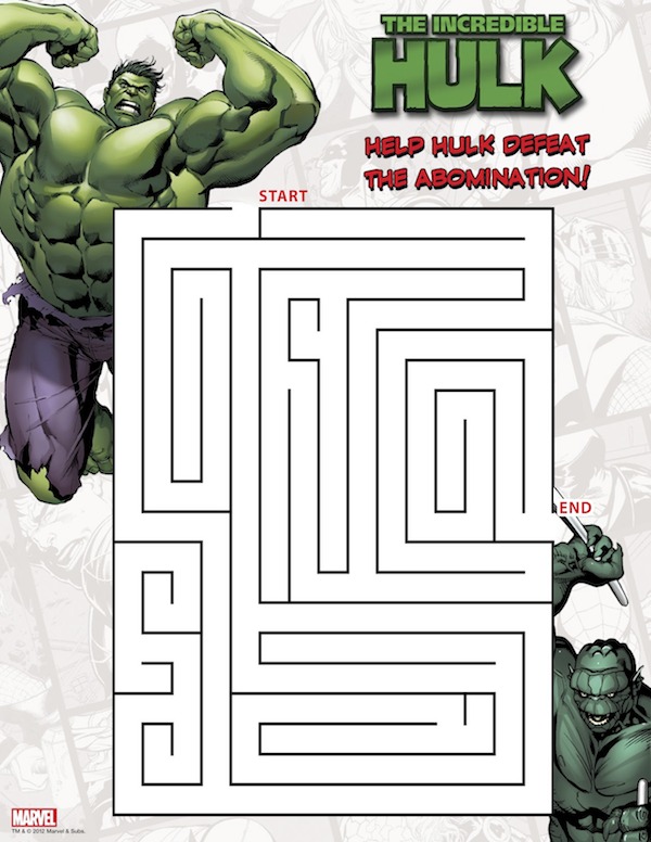 Hulk Maze Printable