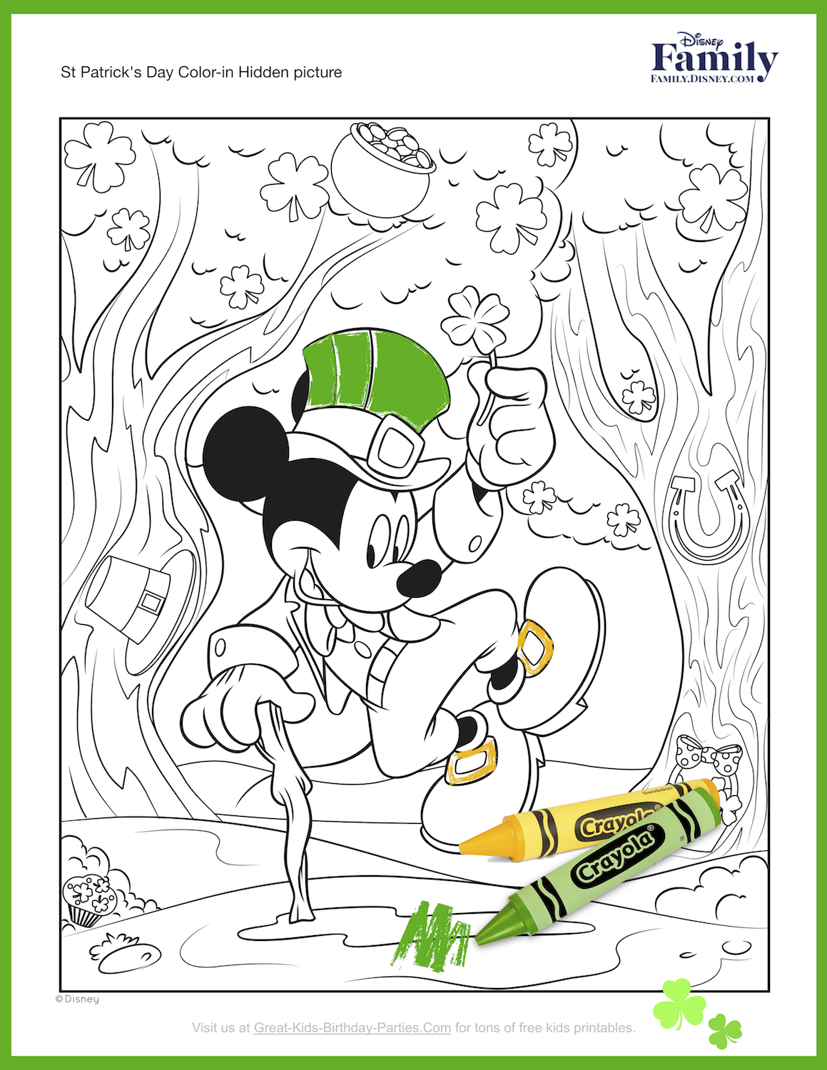 Mickey St. Patrick's Day Coloring Pages