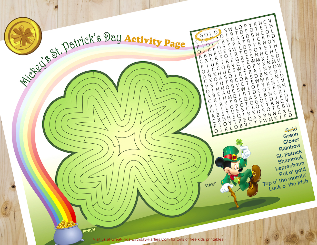 St. Patrick's Day Mickey Coloring Pages