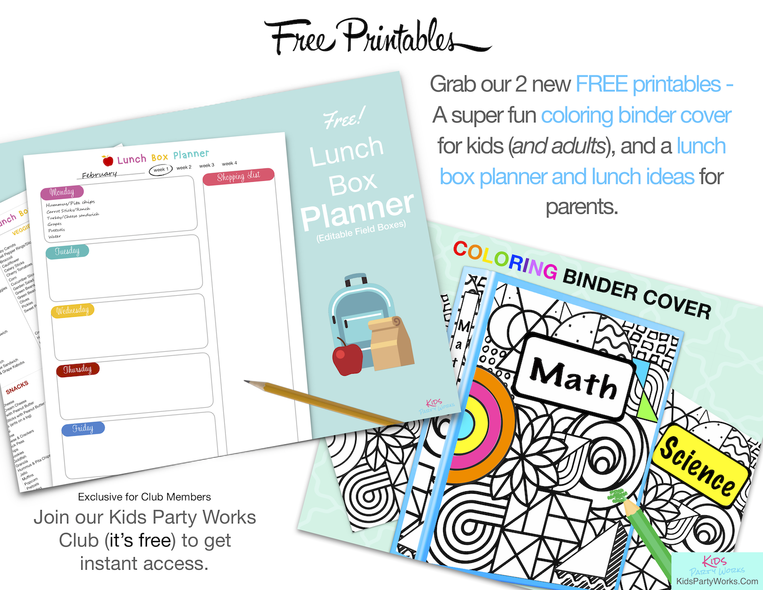 Free Planner Printable and Coloring Binder Cover. KidsPartyWorks.Com