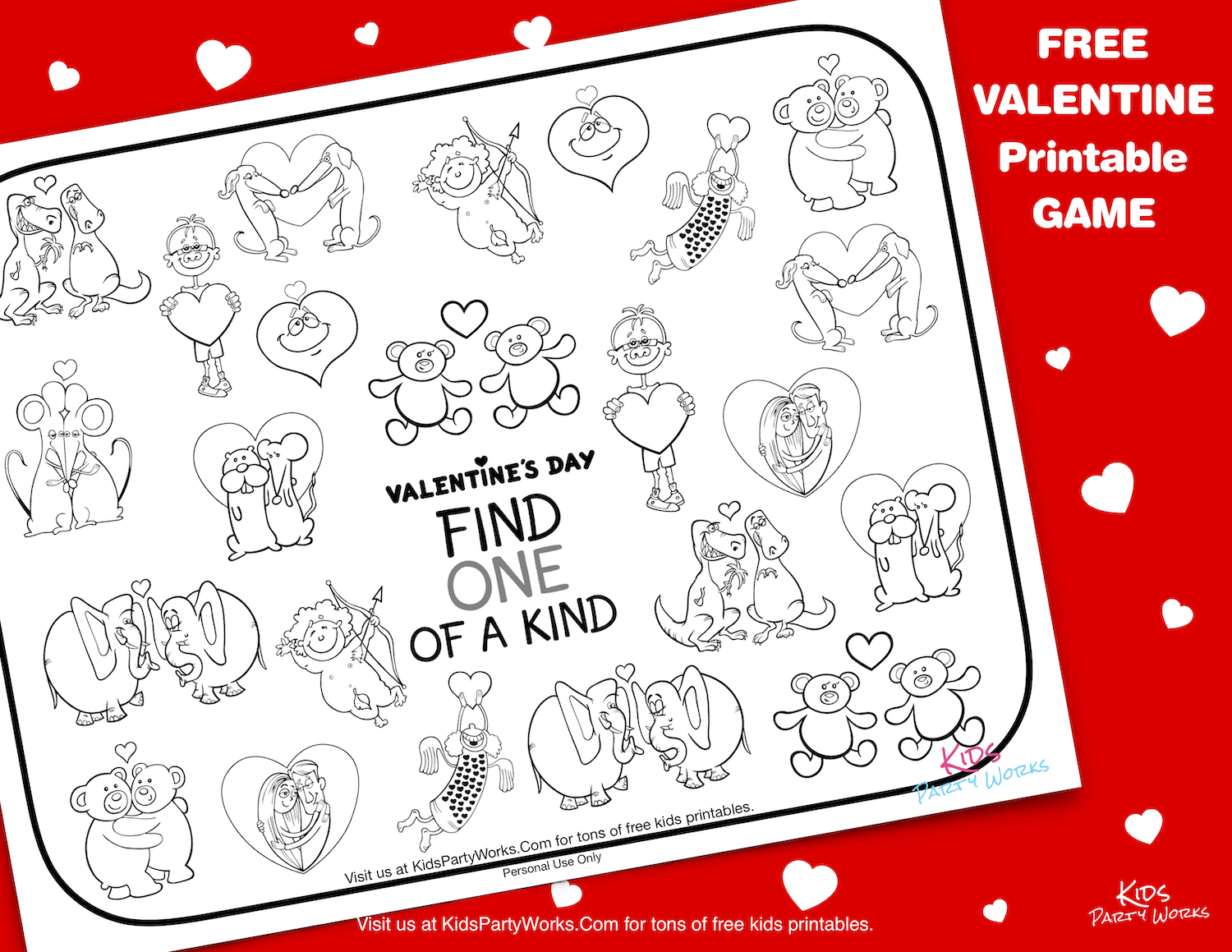 Free Valentine Printable Game. KidsPartyWorks.Com