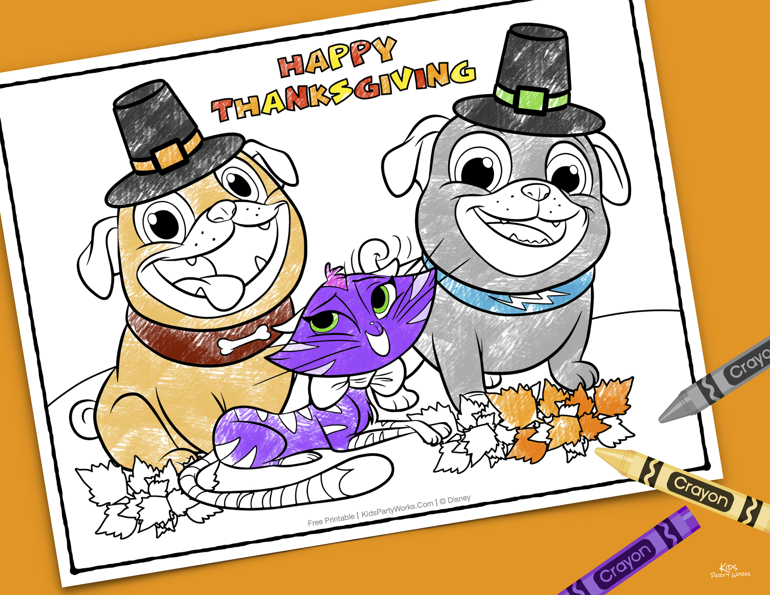 Puppy Dog Pals Thanksgiving Coloring Page