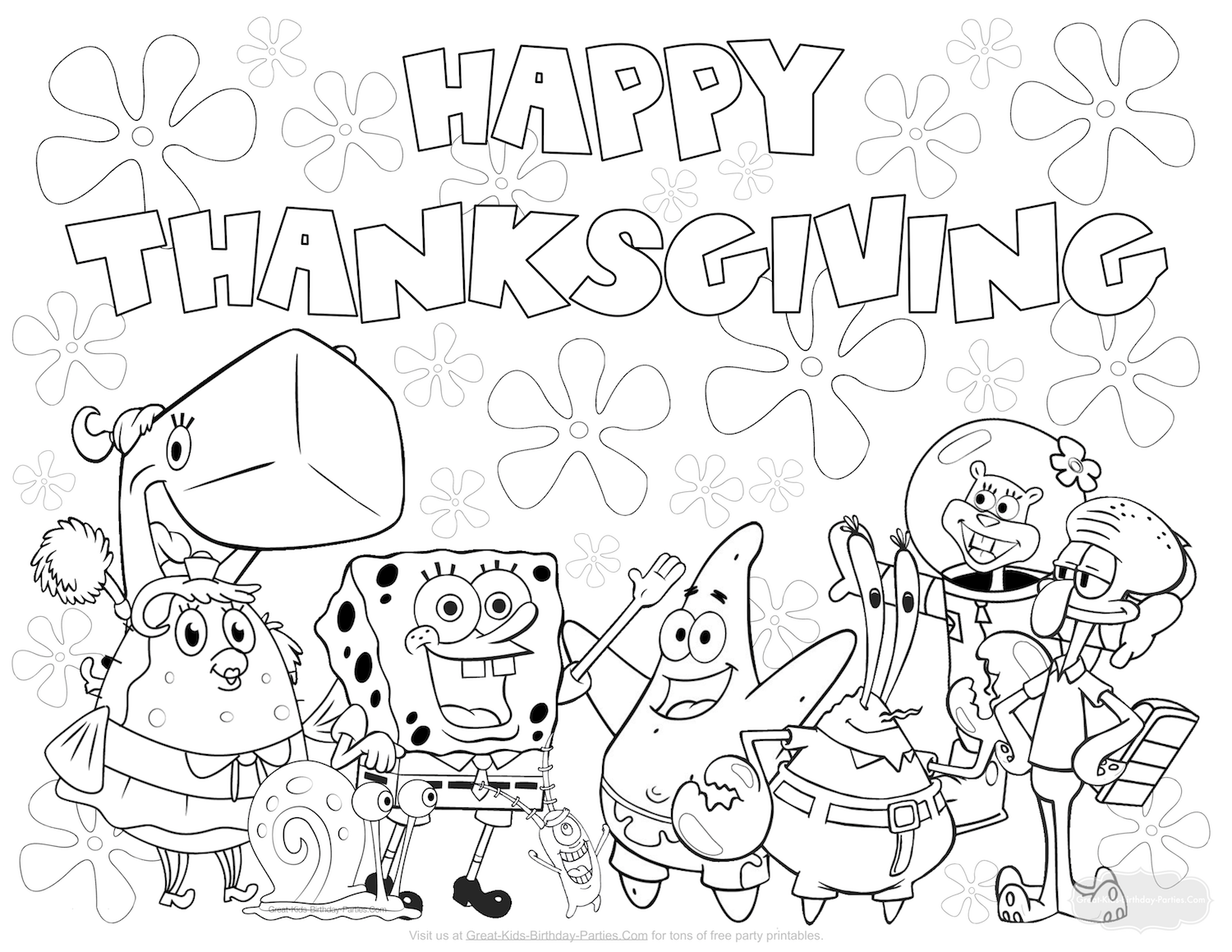 Spongebob Thanksgiving coloring page