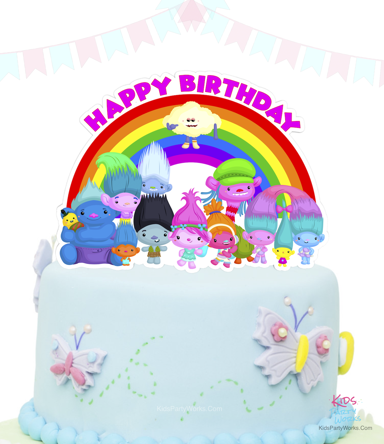 Free Trolls Cake Topper by KidsPartyWorks.Com