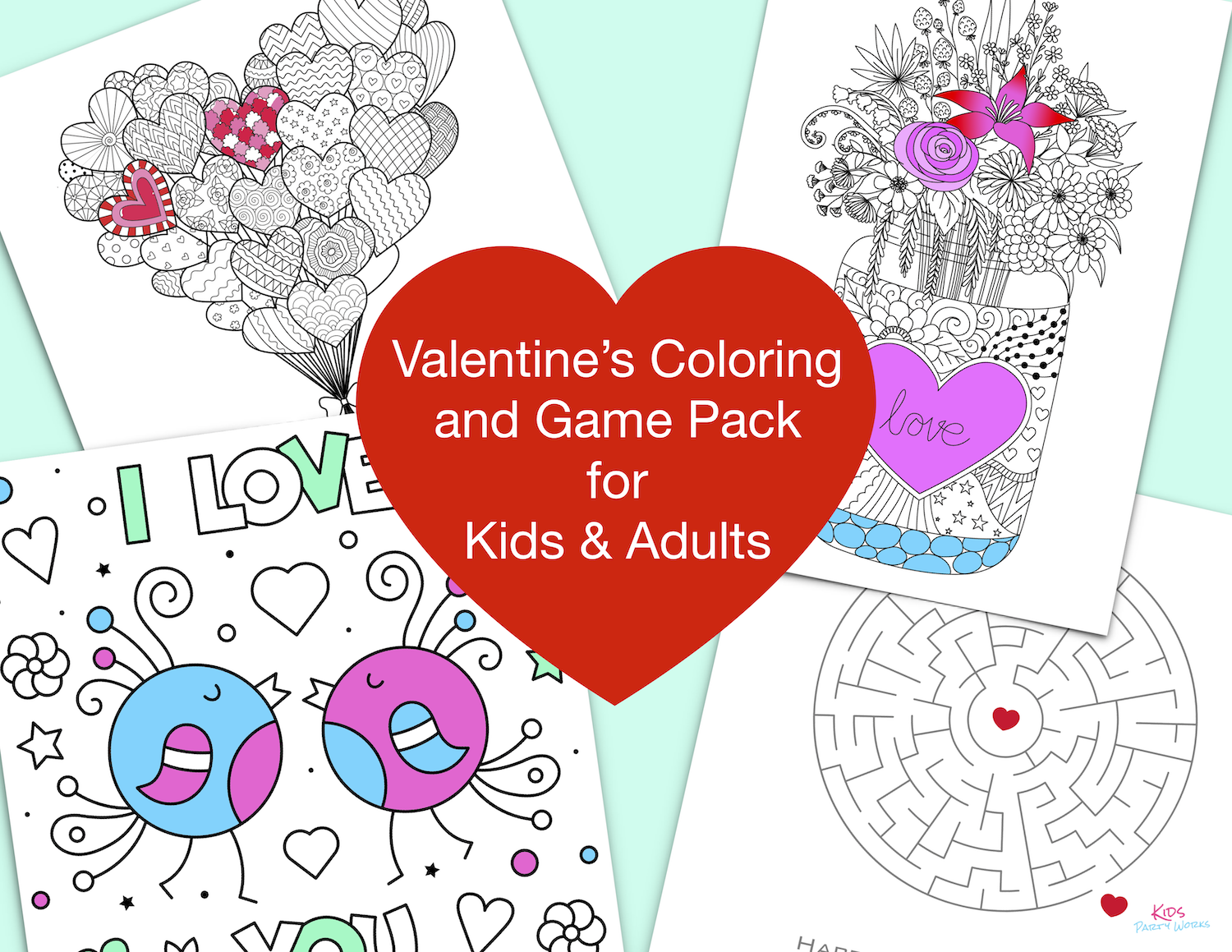 Free Valentine's Day Coloring Pages by KidsPartyWorks.Com