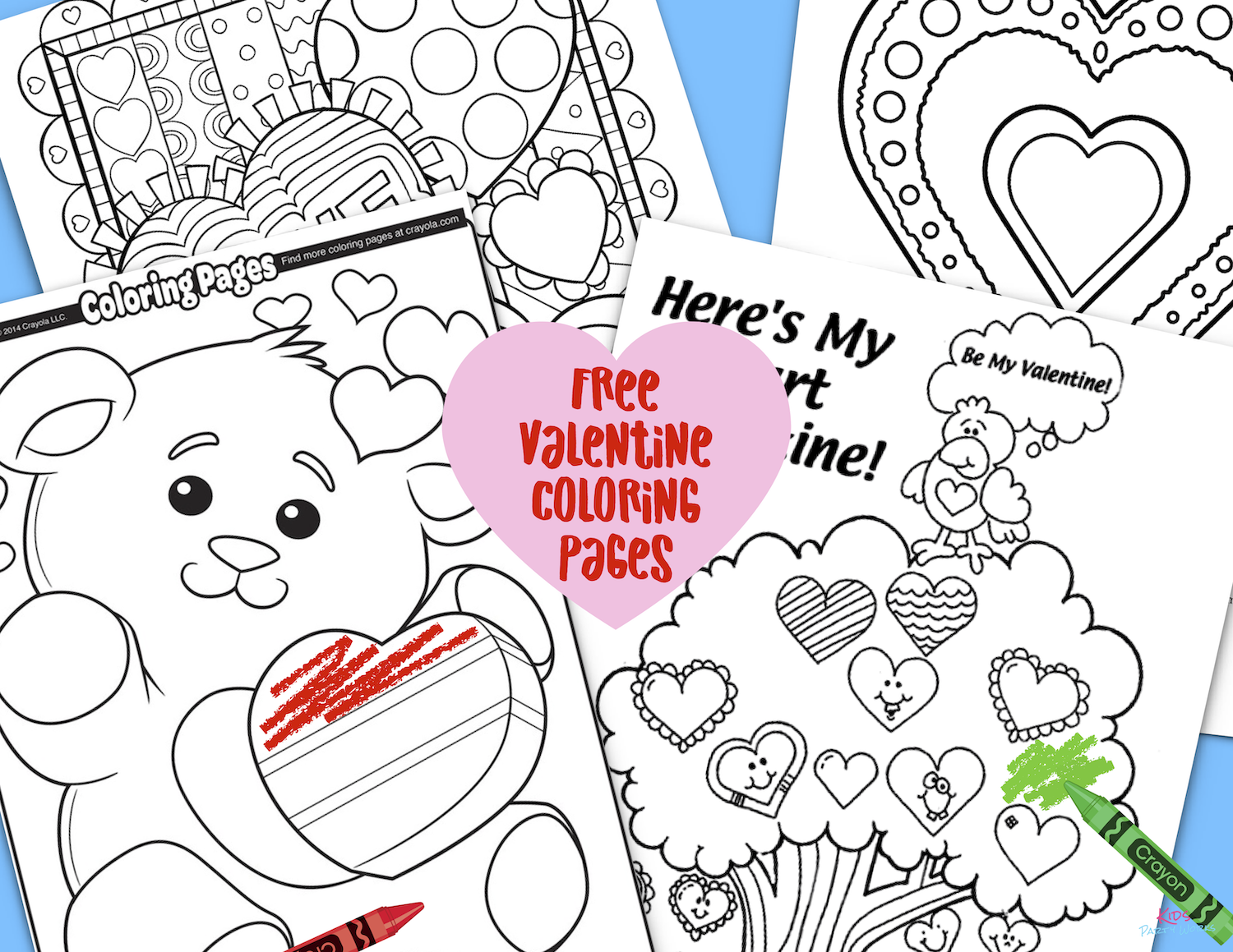 Free Valentine Coloring Pages. Grab all our free Valentine printables at KidsPartyWorks.Com