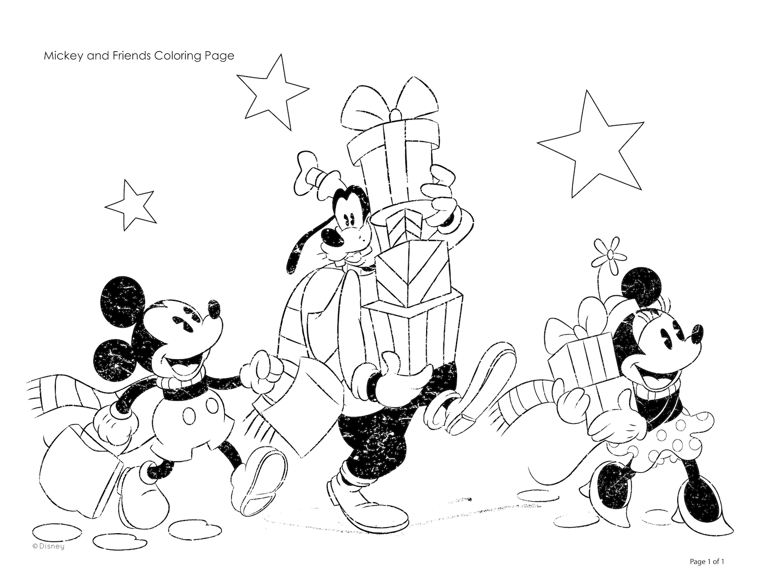 Mickey & Friends Christmas Coloring Page